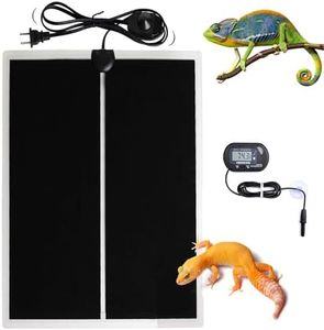 MQ Reptile Terrarium Heat Pad with LCD Digital Aquarium Thermometer, 11 x 16.5in Power Adjustment Under Tank Heater Mat for Pets, Small Animals, Seedling, 20W