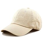Baseball Dad Hat Women Men Blank Washed Low Profile Cotton and Denim UPF 50+ Running Golf Cap Hat, Beige, One Size