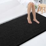 Smiry Luxury Chenille Bathroom Rugs 108X72, Extra Soft and Absorbent Shaggy Bath Mat, Machine Washable, Non-Slip Plush Carpet Runner for Tub, Shower, and Floor, Home Decor Accessories, Black