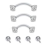 QWALIT Rook Piercing Jewelry Rook Earrings Internally Threaded Eyebrow Piercing Jewelry Eyebrow Rings Eyebrow Piercing Surface Tragus Piercing Jewelry 16g Vertical Labret Lip Jewelry Silver