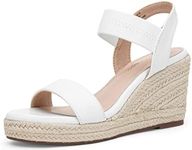 Vepose Women's 881 Ankle Strap Wedge Sandals Espadrilles Platform Sandals Bridal Shoes, White Pu, Size 9M US-Open Toe High Heel (CJY881 whitepu 09)