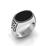 Gem O Sparkle 925 Sterling Silver Hudson Ring With Black Onyx Stone For Men (9 US)