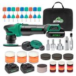 BATOCA S4 Cordless Polisher for Detailed Polishing with 2Pcs 12V/2.5Ah Lithium-ion Batteries, RO&DA Buffer Polisher, 1&3inch Mini Brushless Polisher for Car Detailing, with Complete Accessories Kit