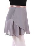 tanzdunsje Girls Ballet Wrap Skirt Chiffon Dance Skirt with Adjustable Waist Tie Ballet Skirt for Girls Women (as1, Alpha, m, Regular, Regular, Grey)