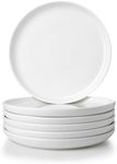 Sweese Porcelain White Dinner Plates Set of 6, 10 Inch Salad Serving Modern Round Dishes - Dishwasher, Microwave, Oven Safe, Scratch Resistant, Smooth Glaze