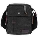 EGOGO Men's Canvas Cross Body Bag Messenger Causal Satchel Shoulder Bag E407-1 (Black)