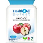 Health4All Malic Acid 500mg 90 Capsules (V) for Liver, Gallbladder, Energy, Metabolism and Skin. Vegan Supplement