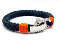 Men's Nautical Rope Bracelet, Durable Navy Blue Rope with Orange detail | Bracelet with adjustable stainless steel D-shackle | Adjustable to fit 18-19.5cm wrist size | Mens rope bracelet