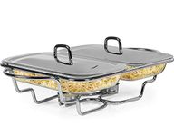 Galashield Chafing Dish Buffet Set Warming Tray with Lids Stainless Steel with 2 Oven Safe Glass Dishes Buffet Servers (1.5-Quart Each Tray)