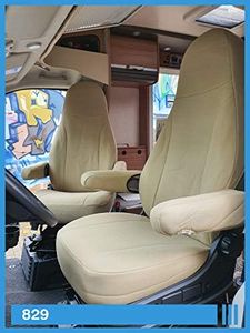 BREMER SITZBEZÜGE Housses de siège, sur Mesure, pour sièges Pilote, conducteur et Passager, Compatible avec Camping-Car, Fiat, Ducato 829, Beiges