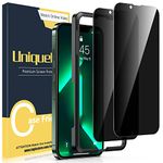 [2 Pack] UniqueMe Privacy Anti Spy Screen Protector Compatible for iPhone 13/13 Pro 6.1 inch, [Easy Installation Frame] [Anti-Scratch] [Bubble Free] HD Clear Anti Glare Tempered Glass Film