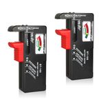 WUJUN 2Pack Battery Tester Checker Multi Size Analogue Battery Checker for AA AAA C D 9V 1.5V Button Cell Batteries (Requires No Battery for Operation)