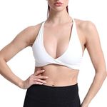 Aoxjox Women's Workout Sports Bras Fitness Backless Padded Sienna Low Impact Bra Yoga Crop Tank Top, A White, Medium