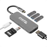 Plugable USB-C Hub 7-in-1, Driverless USB C Hub Compatible with Mac, Windows, Chromebook, USB4, Thunderbolt 4, and More (4K HDMI, 3 USB 3.0, SD & microSD Card Reader, 100W Charging)