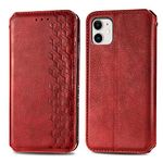 FEYYXI Leather Wallet Case for iPhone 11 (6.1") Case With Card Holder Side Pocket Kickstand, Leather Flip Case Magnetic Cover for Apple iPhone 11 2019 - FESHD010022 Red