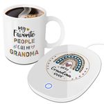 Grandma Gifts-Christmas Grandma Gifts Great Grandma Mug Warmer Set-Gifts for Grandma Mothers Day Birthday Smart Warmer Thermostat Coaster with Mug, Beverage Warmer Maintain Temperature 120℉-140℉