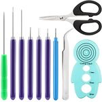 Paper Quilling Tools Set 10pcs, Slotted Quilling Pen Tools with a Curling Coach Tweezers and Scissors for Paper Flowers Cardstock Crafts DIY Beginners