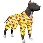 Giant Dogs PJS Onesies - Post Surgery Shirt Dog, UV Protection, Yellow Hamburger Print, Lightweight Pullover Pet Pajamas, Full Coverage Dog Pj, Big Dog Onesie,Medium