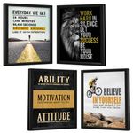 Chaka Chaundh - Motivational Everyday we getQuote Frames - Inspirational Wall Art Quotes for OFFICE, STUDENT, STUDY ROOM - Work Hard, Believe in yourself, Ability (14 X 11 Inches - Set of 4)