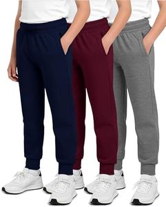 3 Pack: Boys Girls Youth Teen Active Athletic Basic Soft Kids Sports Fleece Jogger Soccer Track Gym Running Slim Pajama Sweatpants Casual Athletic Pantalones Winter Pockets-Set 4,S(8)