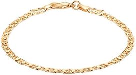 Barzel 18K Gold Plated Flat Mariner/Marina Link Chain Bracelet - Made In Brazil