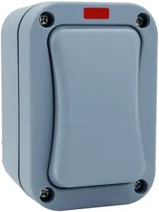 NineLeaf Outdoor Waterproof Light Switch, IP66 15A 125V SPDT Dual Control, Mini Slim Design with LED Indicator ABS Wall Switch for Garden, Balcony, Garage, Corridor, CE Certified