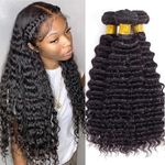 XSY Deep Wave Bundles Human Hair 14 16 18 Inch 100% Unprocessed Deep Curly Weave 3 Bundles Human Hair 10A Grade Weave Bundles Human Hair Extension Natural Color