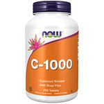 Now Foods, C-1000, 1.000mg, 250 Vegan Tablets, Lab-Tested, Vitamin C, Rosehip, Gluten Free, SOYA Free, Vegetarian