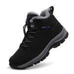 Qiucdzi Womens Snow Boots Warm Ankle Booties Waterproof Comfortable Slip On Outdoor Fur Lined Lining Winter Shoes for Women Black