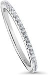 BERRICLE Rhodium Plated Sterling Silver Cubic Zirconia CZ Anniversary Eternity Band Ring Size 6