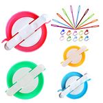Pompom Maker Kits, Pom pom Knitting Loom Kit Fluff Ball Weaver Needle Craft DIY Knitting Crochet Craft Tool Kit , 4PS Pompom Maker+10PS Knitting Stitch Markers+10PS Plastic Needles(24)