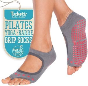 Tucketts Allegro Pilates Toeless Yoga Socks with Grips for Women, Toeless Socks For Women, Pilates Grip Socks, Pilates Socks Women, S/M, 1 Pair Solid Grey Dot