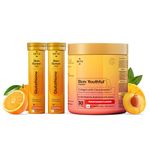 Setu Skin Renew Glutathione Fizz 30 Tablets for Skin Glow & Brightness with Skin Youthful Marine Collagen Powder (Peach Mango,300 g) | Fight Fine Lines & Wrinkles | Powered by Master Antioxidant Glutathione | Promotes Radiant Skin | Skin Supplements for Women & Men (Combo Pack)