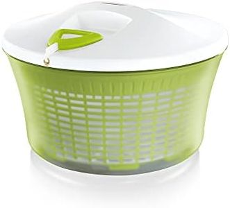 Leifheit Salad Spinner Comfort-Line, Holds 5.5 litres, Healthy Eating Lettuce Spinner, Large Clear Serving Bowl, Colander Basket, Green and White