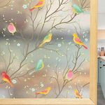 Privacy Window Film Non-Adhesive Frosted Bird Window Clings Vinyl Window Decals for Glass Room Decor Home Office Bathroom Kids Study Room(17.7x70.8 Inches)