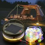 Sutaig Solar Camping String Lights, 4 in 1 Camping String Lights Outdoor(39.4ft) with 8 Lighting Modes, Solar Powered and USB Rechargeable Light with Remote Control for Camping, Yard and Hiking