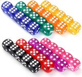 GWHOLE 40Pcs Dice Set 6 Sided Dice transparent Color Game Dice Acrylic Transparent Dice Set for Math Teaching Party Favor Bar Entertainment Accessories,14mm