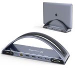 USB C Docking Station Dual 4K Monitor for MacBook Pro/Air, TOBENONE Vertical Docking Station Stand for Mac, USB C Dock with Dual HMDI, VGA, 5 USB, PD3.0, Ethernet, Micro SD/TF, 3.5mm Audio