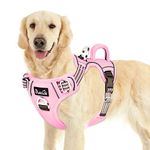 Lukovee No Choke Pet Harness, No Pull Dog Harness with 2 Leash Clips and Easy Control Vertical Handle, Adjustable Soft Padded Dog Vest for Small, Medium and Large Dogs (X-Large, Pink)