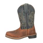 Smoky Children's Jesse Embroidered Leather Western Cowboy Boots - Brown Navy