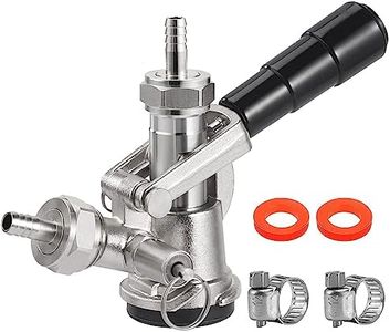 WELLBOM Keg Coupler for Sankey D System Beer Keg Tap Dispenser, O.D 5/16'' Gas Barb 1/4'' Beer Nipple Tailpiece Brass Body Faucet Dispenser with Stainless Steel Probe