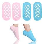 2 Pairs Moisturising Socks, Moisture Gel Socks Soft Moisturising Foot Socks for Women and Men, Gel Socks for Moisturising Dry Feet Cotton Gel Toe Moisturizing Spa Silicone Socks(Blue Pink)