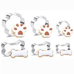 6 Piece Dog Cookie Cutter Set, Cartoon Dog Bone, Paw Print Animal Cookie Cutters Dog Shaped Mould for DIY Baking Biscuit Pastry Cutter