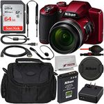 Nikon COOLPIX B600 Digital Camera (Red) 26528 with Starter Accessory Bundle – Includes: SanDisk Ultra 64GB SDXC Memory Card + Carrying Case (Medium) + Micro HDMI to HDMI Cable (A-D) + More