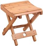 Salafey Bamboo Folding Stool for Shaving Shower Foot Rest,Home Portable Folding Shower Seat,Fully Assembled 12.4 Inches Height