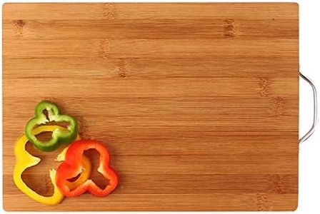HOKIPO Bamboo Wooden Chopping Board with Handle - Large - 34 x 24 x 1.8 cm