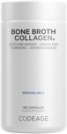 Codeage Bone Broth Collagen Capsules Grass Fed - Pasture Raised Chicken Bone Broth Collagen - 180 Capsules