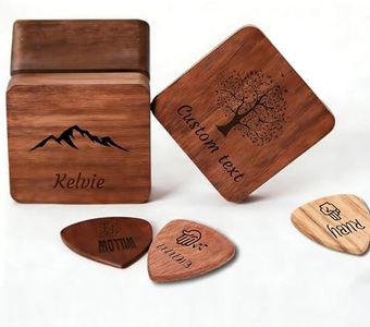 Personalized Guitar Pick Engraved Wooden Box, Custom Guitar Picks Unique Guitar Accessories Gift for Boyfriend, Musicians (personalized guitar picks)