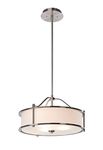 XiNBEi Lighting Pendant Lighting 18 inch 3 Light Drum Pendant Light with Fabric Shade and Glass Diffuser in Brushed Nickel, Classic Convertible Drum Chandelier for Living & Dinning Room XB-P1199-BN