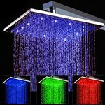 Cascada 8 Inch Square Multi Color LED Rain Shower Head, Brushed Nickel